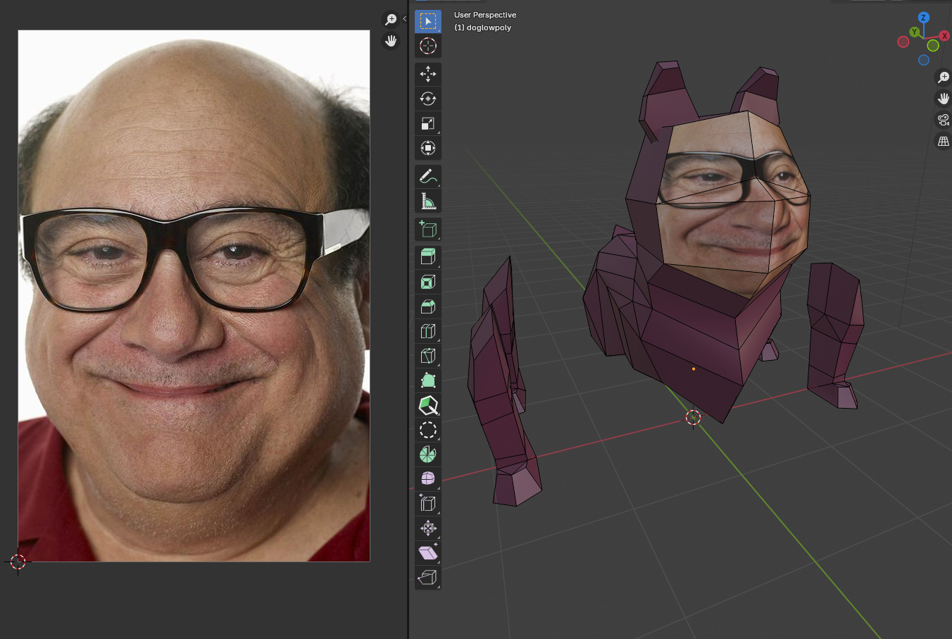 wiping "the dog with Devito's face"