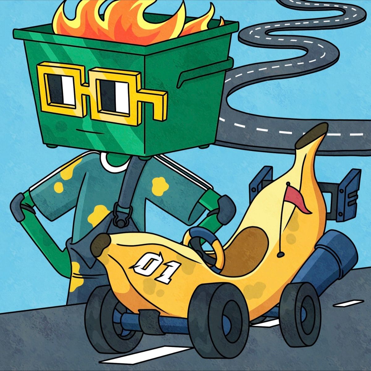 SpeedTracer X Yellow: Dumpster Fire Banana Car