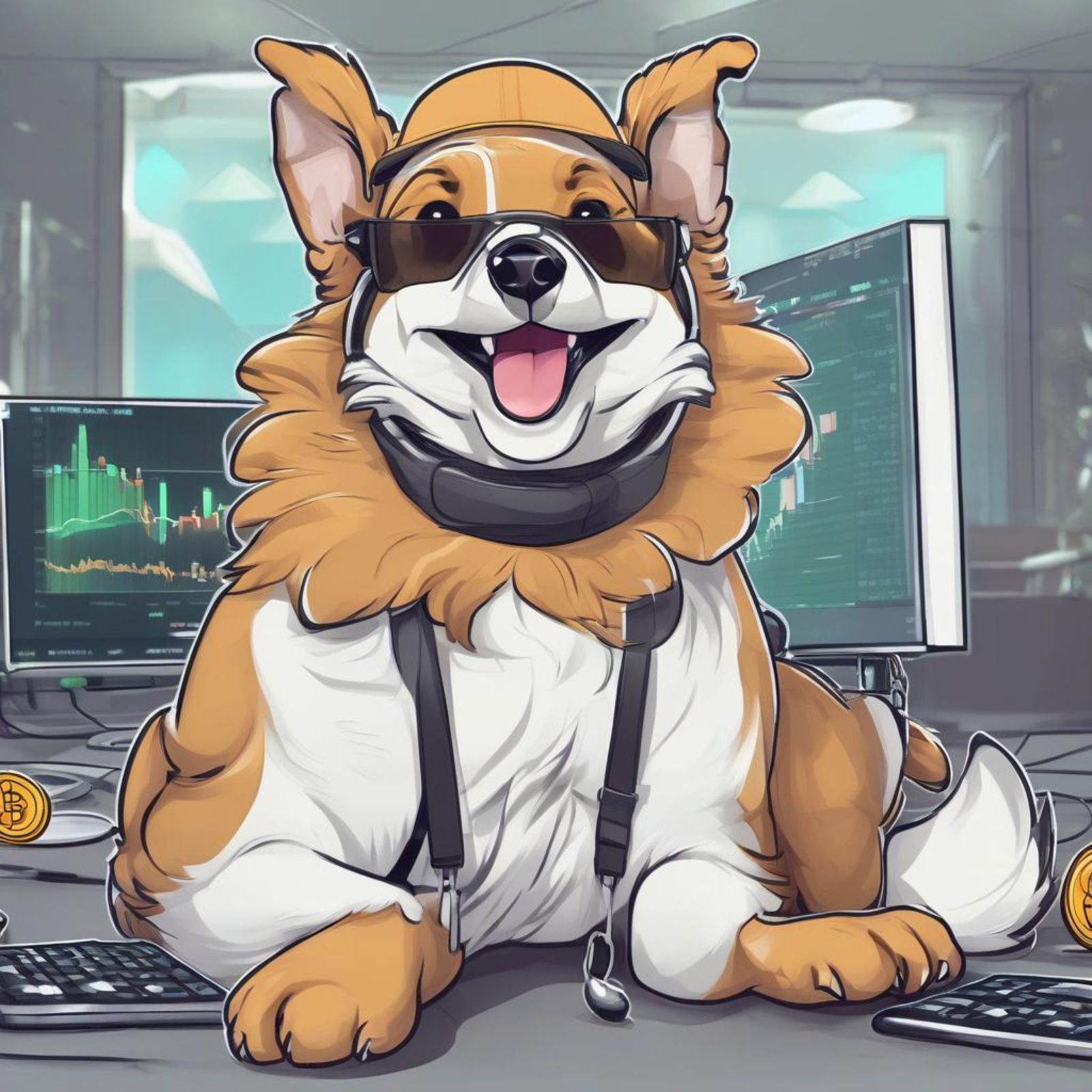 Happy Crypto Doggie focused on the market