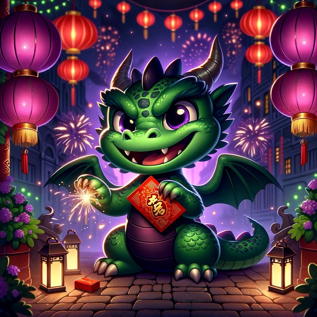 A Cute Evil Dragon Celebrating The Chinese New Year