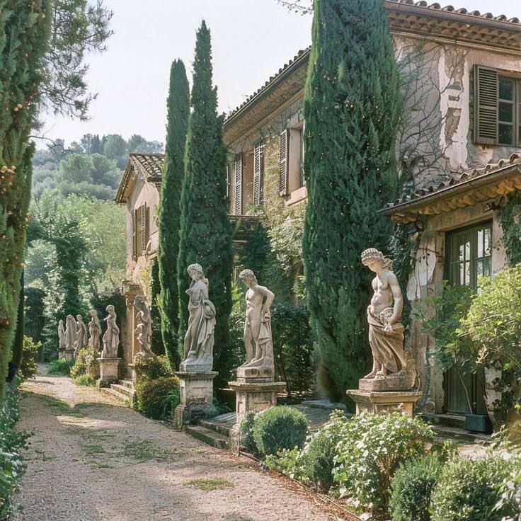 statues near the house