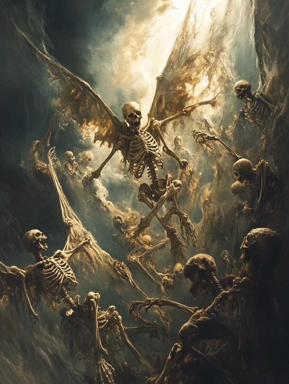 Winged skeleton angels